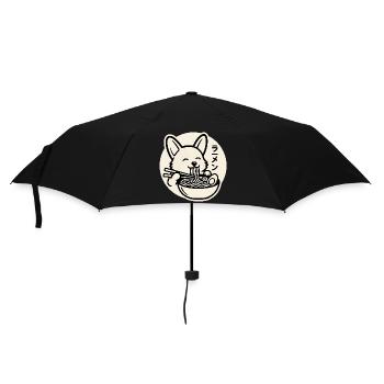 Un corgi heureux mange des nouilles ramen - Parapluie standard - noir - Devant