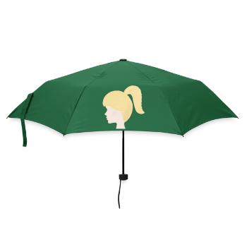 Blonder Pferdeschwanz Porträt Puppe Spielzeugpuppe - Regenschirm (klein) - Flaschengrün - Vorne