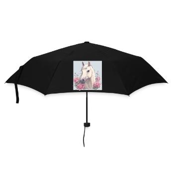 Cheval avec des fleurs - Parapluie standard - noir - Devant