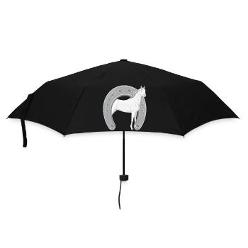 Un cheval Abbayan dans un fer à cheval retourné - Parapluie standard - noir - Devant