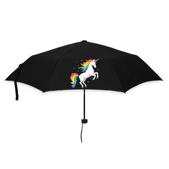 Geometric Rainbow Unicorn - Umbrella (small) - black - Front