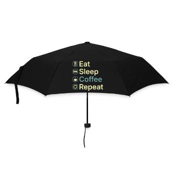 Essen Schlaf Kaffee Wiederholen Lustiges Kaffee-Liebhaber-Geschenk - Regenschirm (klein) - Schwarz - Vorne
