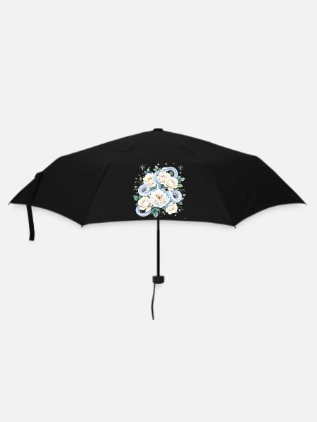 Blaues Snake Cream Roses Design. - Regenschirm (klein) - Schwarz