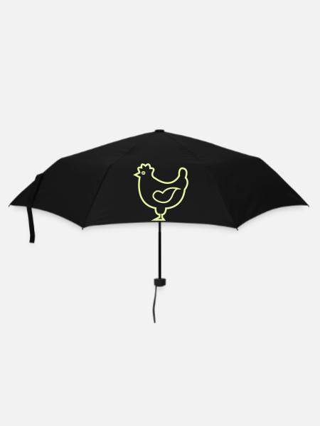 Neon-Kontur Huhn Design - Regenschirm (klein) - Schwarz
