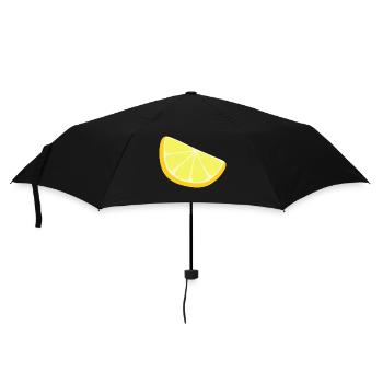Zitronenscheibe - Regenschirm (klein) - Schwarz - Vorne