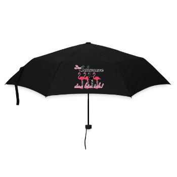 Schwarzer Flamingo, Fun, Tiere, Sprüche, Geschenk - Regenschirm (klein) - Schwarz - Vorne