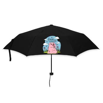 Bauernhof Bauer Schwein Küss mich Ich erb den Hof - Regenschirm (klein) - Schwarz - Vorne