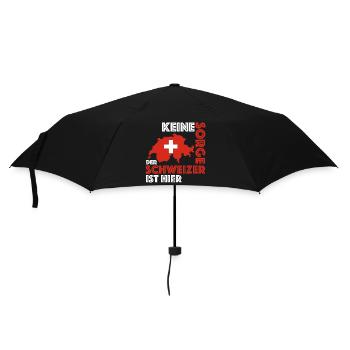 Keine Sorge der Schweizer ist hier | Sprichwort - Regenschirm (klein) - Schwarz - Vorne