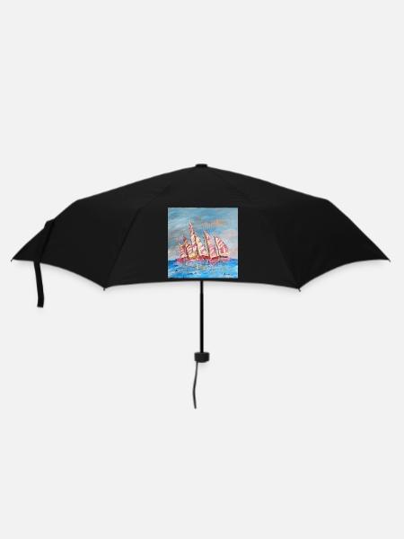 Farbige Segelregatten - Regenschirm (klein) - Schwarz
