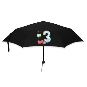 3. Geburtstag Traktor - Regenschirm (klein) - Schwarz - Vorne