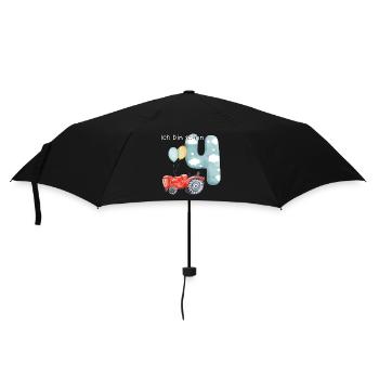 4. Geburtstag Traktor - Regenschirm (klein) - Schwarz - Vorne