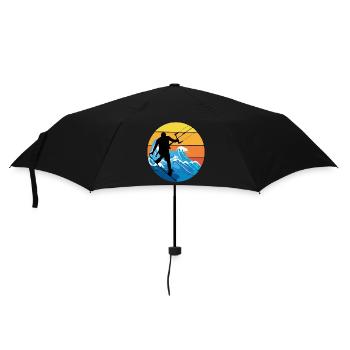 Kitesurfing Kiteboarding Kitesurf Vintage Retro - Umbrella (small) - black - Front