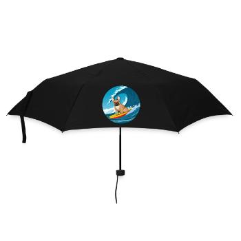 Bouledogue Français Propriétaire Beach Dog Surfing Planche de surf - Parapluie standard - noir - Devant