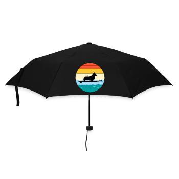 Cardigan Welsh Corgi Dog Surfing Sea Vintage retro - Umbrella (small) - black - Front