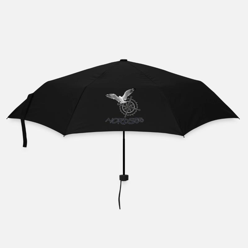 Nordsee - Möwe mit Kompass - Regenschirm (klein) - Schwarz