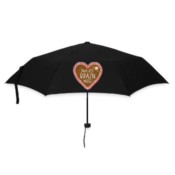 Dua Die Brazn Weg! Lebkuchenherz - Regenschirm (klein) - Schwarz - Vorne