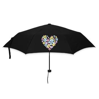 Blumen-Herz - Regenschirm (klein) - Schwarz - Vorne