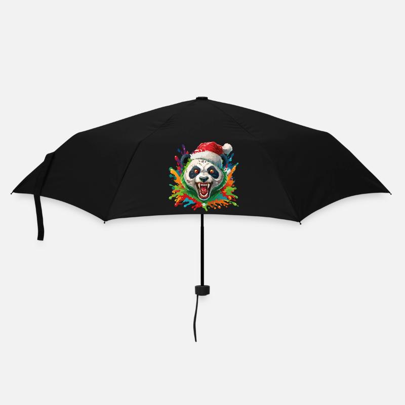 16 Zombie Pandabär Weihnachtsmann Farbtropfen - Regenschirm (klein) - Schwarz