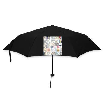 Abstrakte Mosaikmuster-Kunstsammlung - Regenschirm (klein) - Schwarz - Vorne
