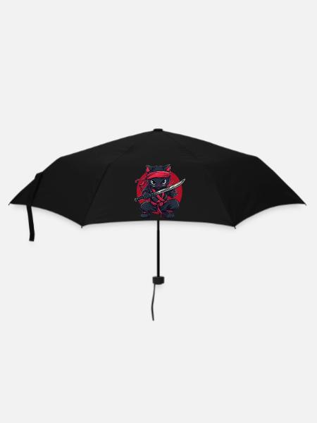 Katze Ninja - Regenschirm (klein) - Schwarz