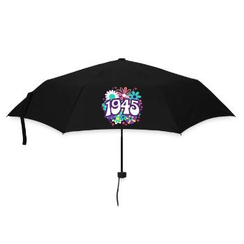 Rétro Groovy Année 1945 Femme 80 Ans Anniversaire - Parapluie standard - noir - Devant