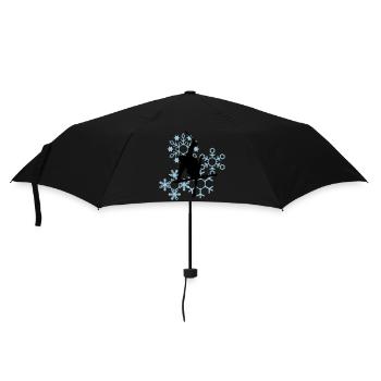Skier mit Schneeflocken - Regenschirm (klein) - Schwarz - Vorne