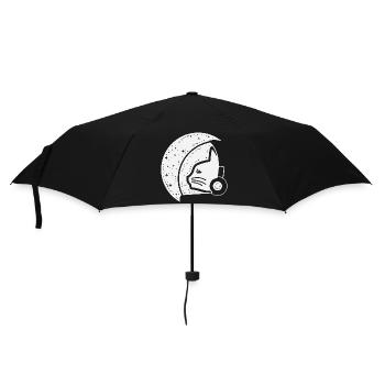 Galaktische Katze Astronaut Illustration - Regenschirm (klein) - Schwarz - Vorne