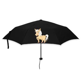 zauberhaftes niedliches Pony strahlend u. lachend - Regenschirm (klein) - Schwarz - Vorne