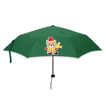 Winter bear with Christmas hat - Umbrella (small) - bottlegreen - Front
