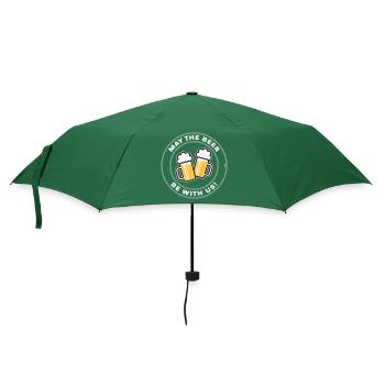 May The Beer Be With Us! (Spruch / 3C / NEG) - Regenschirm (klein) - Flaschengrün - Vorne