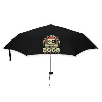 Original Vintage Jubiläumsgeschenkidee 2008 - Regenschirm (klein) - Schwarz - Vorne