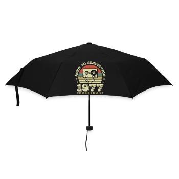 Original Vintage Jubiläumsgeschenkidee 1977 - Regenschirm (klein) - Schwarz - Vorne