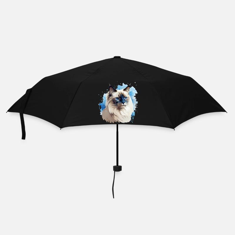 Katze Kopf Heilige Birma - Regenschirm (klein) - Schwarz