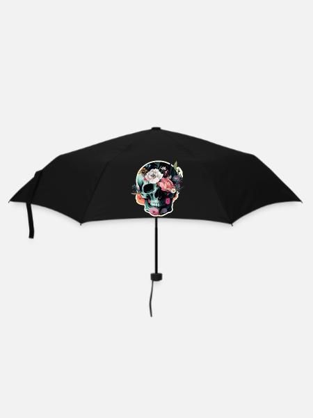 Human Skull & Flowers 36 - Umbrella (small) - black