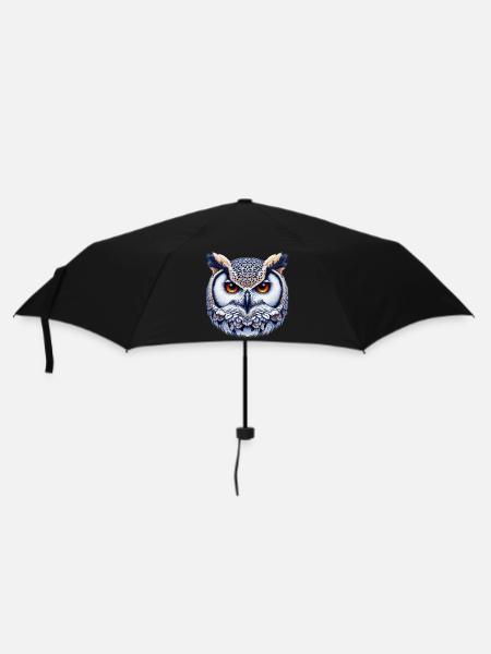 Eule - Regenschirm (klein) - Schwarz