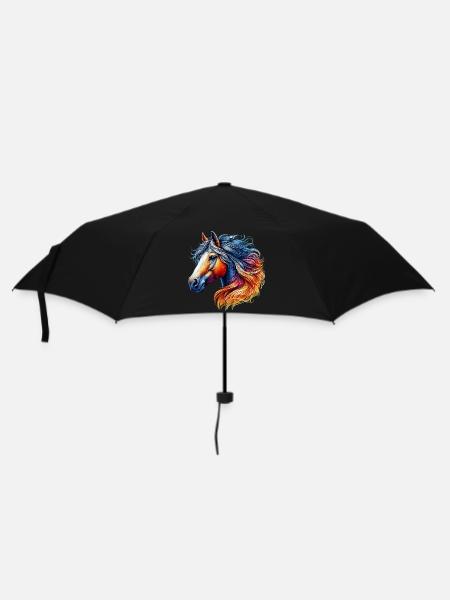 Pferd - Regenschirm (klein) - Schwarz