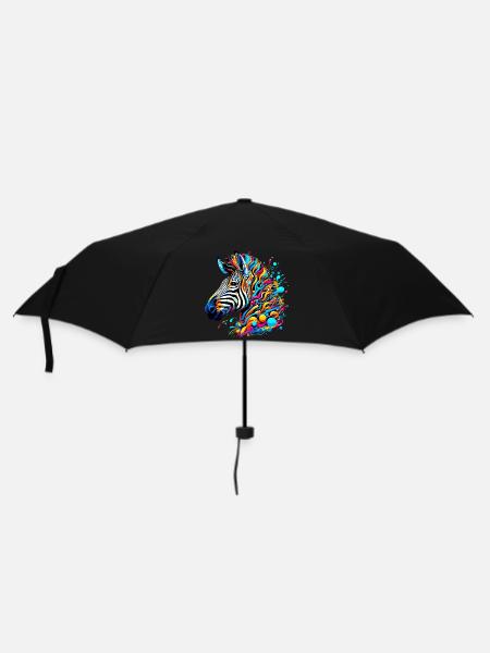 Zebra - Regenschirm (klein) - Schwarz