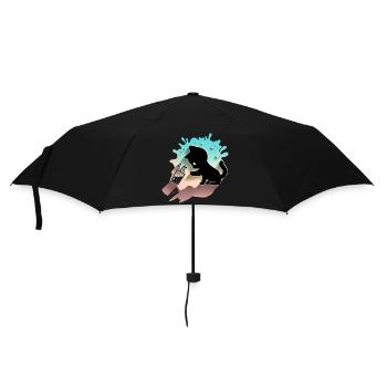 Kawaii Katze mit Bubble Tea Cute Sweet Kitty - Regenschirm (klein) - Schwarz - Vorne
