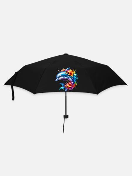 Delfin - Regenschirm (klein) - Schwarz