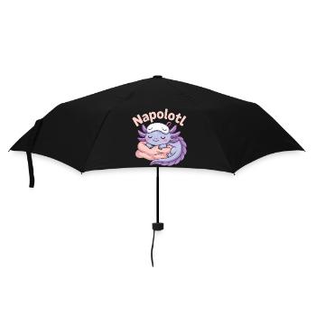 Napolotl Schlafender Axolotl Kawaii - Regenschirm (klein) - Schwarz - Vorne