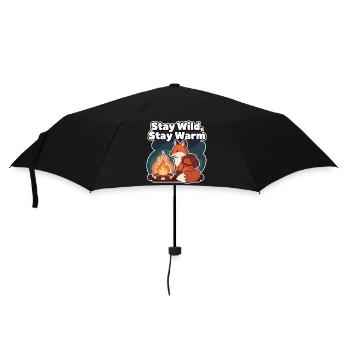 Restez sauvage, restez au chaud - Renard au feu de camp - Parapluie standard - noir - Devant