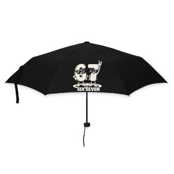 67 Six Seven meme 6 7 - Retro Rock Musik Geschenk - Regenschirm (klein) - Schwarz - Vorne