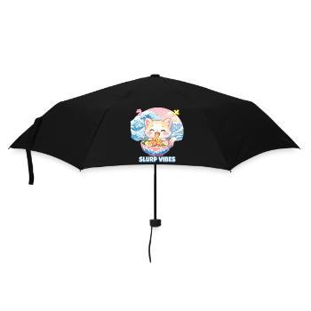 Slurp Kawaii Katze Ramen Nudeln Anime Katze - Regenschirm (klein) - Schwarz - Vorne