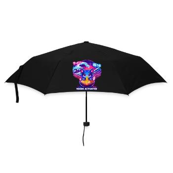 Ramen Kitty Neon Welle - Regenschirm (klein) - Schwarz - Vorne