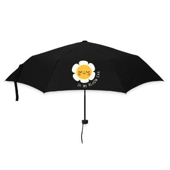 In My Bloom Era – Flat Cartoon Blumen Spruch - Regenschirm (klein) - Schwarz - Vorne