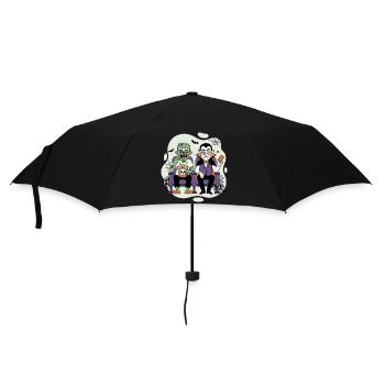 Vampir und Zombie Kinoabend - Regenschirm (klein) - Schwarz - Vorne
