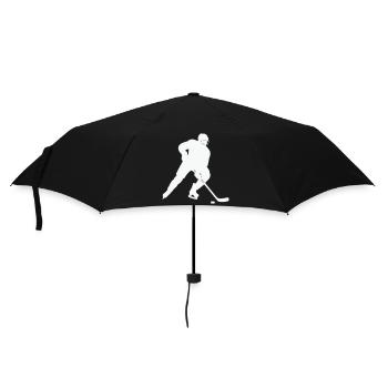 Eishockey Silhouette im Spielfluss - Regenschirm (klein) - Schwarz - Vorne