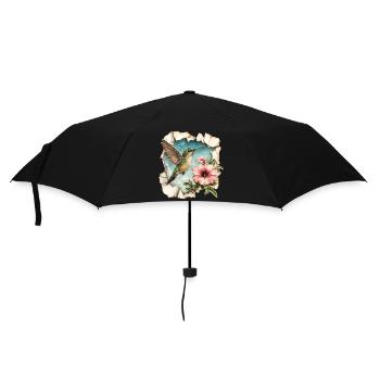 Colibri avec fleur - Parapluie standard - noir - Devant