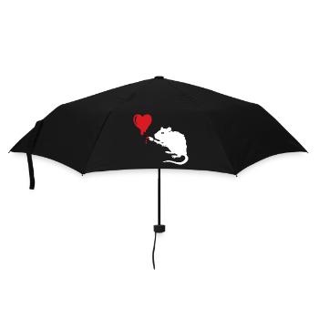 Street Art Rat Heart - Umbrella (small) - black - Front