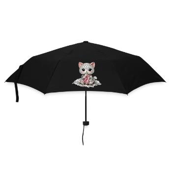Diamond Cat with Pink Gem - Umbrella (small) - black - Front